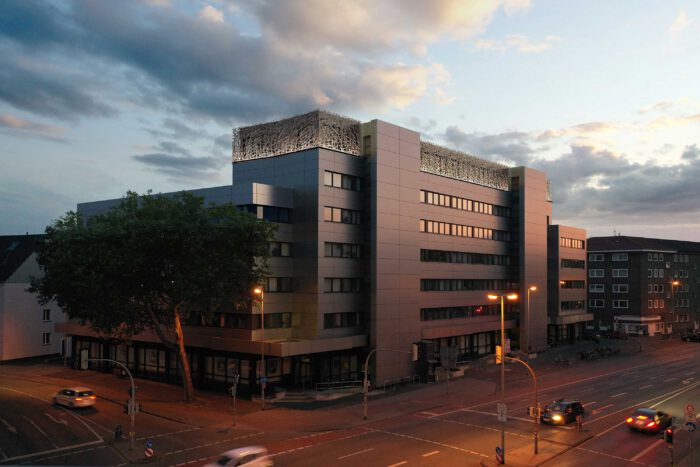 Architekturvisualisierung Aufstockung und Erweiterung des TK Gebäudes am Hafenweg in Münster